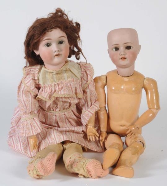 LOT OF 2: BISQUE HEAD DOLLS ON COMPOSITION BODIES 