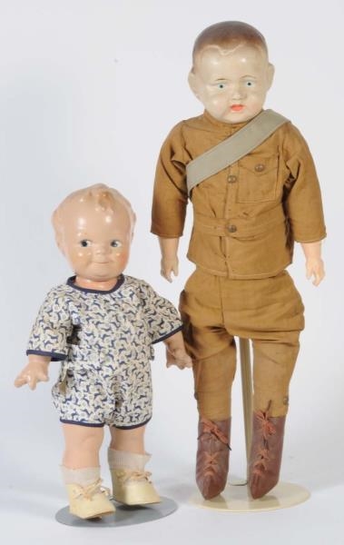 LOT OF 2: COMPOSITION HEAD DOLLS.                 