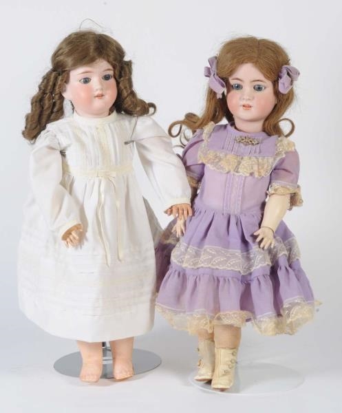 LOT OF 2: BISQUE HEAD DOLLS ON COMPOSITION BODIES 
