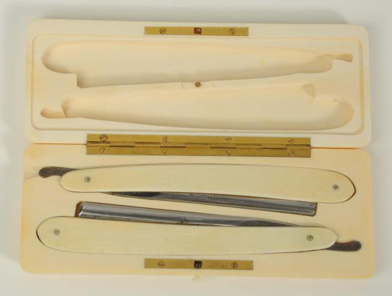 Lot Detail - CASED PAIR OF IVORY HANDLED SWEDISH RAZORS.