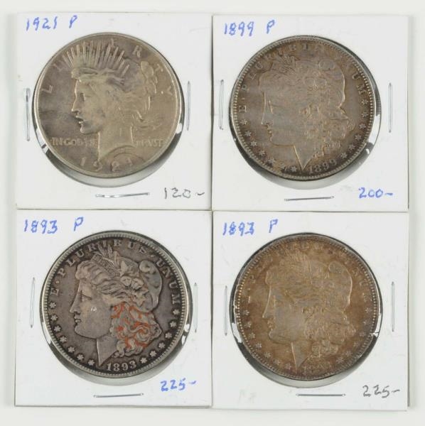 LOT OF 4: SILVER DOLLARS.                         