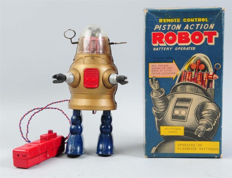 JAPANESE BATTERY-OPERATED PISTON ACTION ROBOT.    