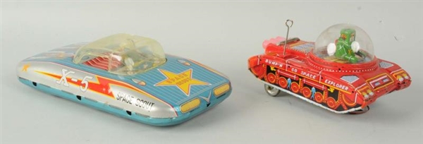 LOT OF 2: TIN LITHO FRICTION SPACE VEHICLES.      