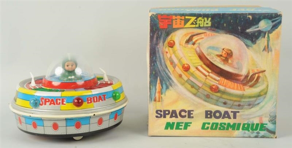 LOT OF 2: CHINESE TIN LITHO SPACE BOATS.          