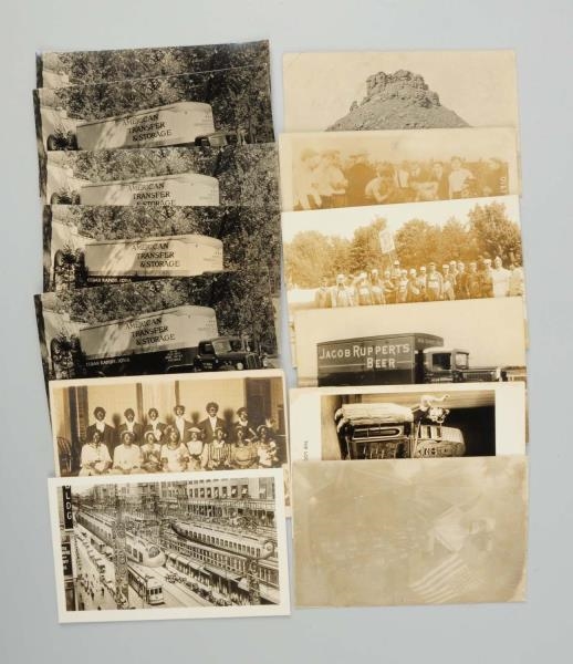 LOT OF 13: INTERESTING REAL PHOTO POSTCARDS.      