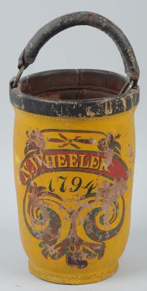YELLOW NICKEL WHEELER 1794 LEATHER FIRE BUCKET.   