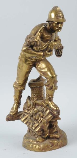 PAIR OF FRENCH SPELTER FIREMEN STATUES.           
