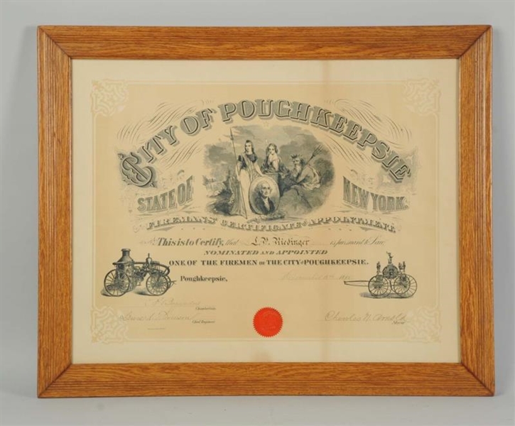 CITY OF POUGHKEEPSIE, NY CERTIFICATE.             