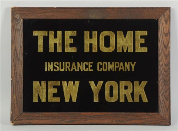 THE HOME INSURANCE REVERSE GLASS SIGN.            