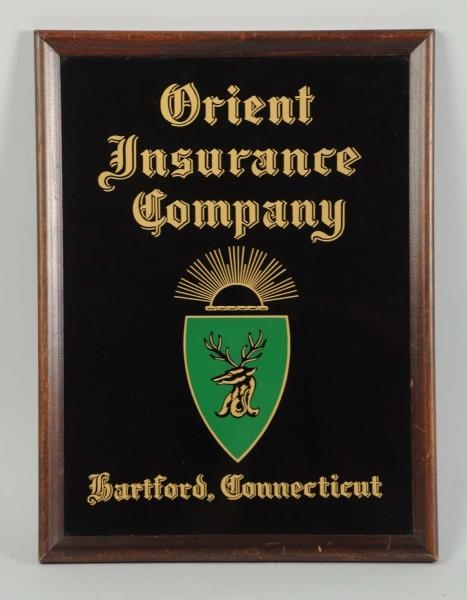 ORIENT INSURANCE COMPANY REVERSE GLASS SIGN.      