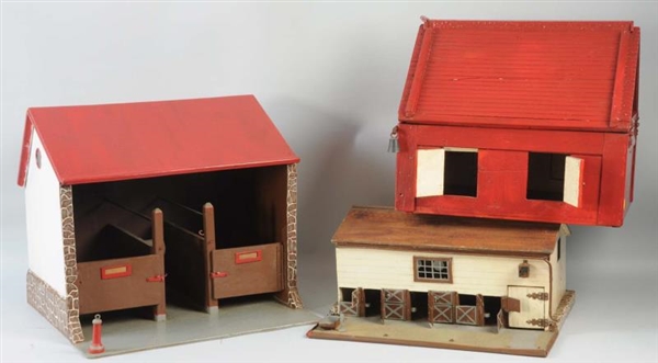 LOT OF 3: HANDMADE FARM BUILDINGS.                