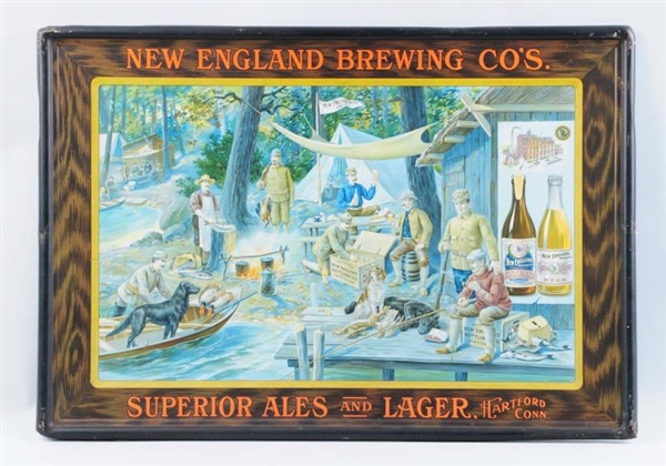 NEW ENGLAND BREWING COMPANY SELF-FRAMED TIN SIGN. 