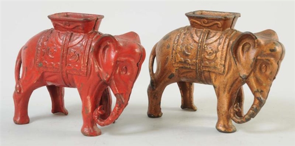 LOT OF 2: CAST IRON ELEPHANT BANKS.               