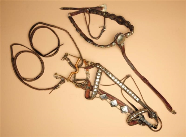 NICKEL SILVER BRIDLE  BITS, REINS, BREAST BANDS.  