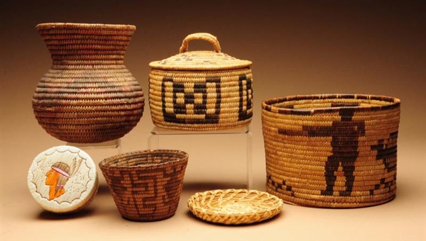 LOT OF 6: INDIAN BASKETS.                         