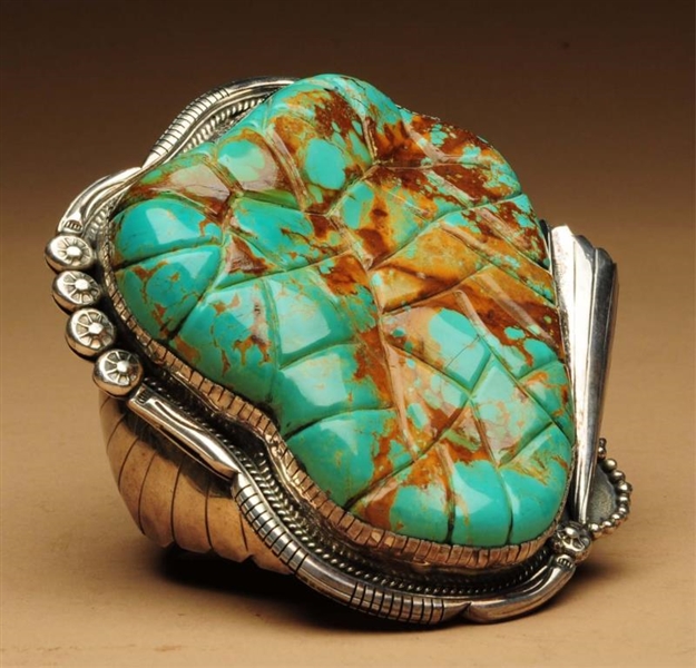 EXCEPTIONALLY LARGE TURQUOISE & SILVER BRACELET.  
