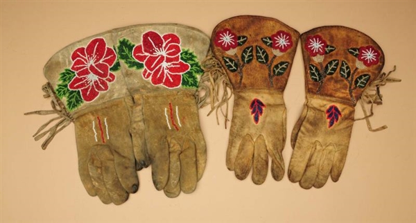 2 PAIRS OF PLATEAU INDIAN BEADED GAUNTLETS.       
