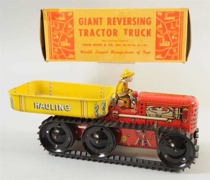 MARX TIN WIND-UP GIANT REVERSING TRACTOR TRUCK.   