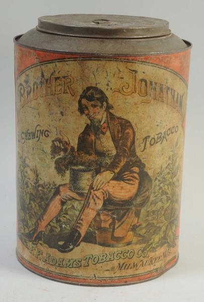 BROTHER JONATHAN TOBACCO CANISTER.                