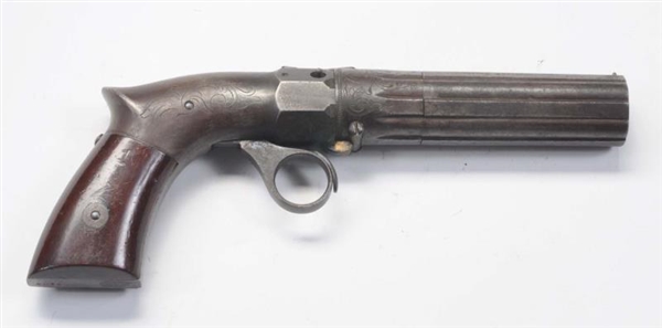 ROBINS & LAWRENCE SAW HANDLE PEPPERBOX PISTOL.    