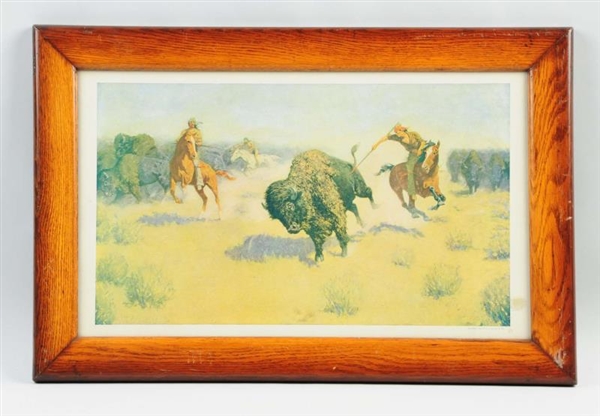 PRINT OF BUFFALO HUNT.                            