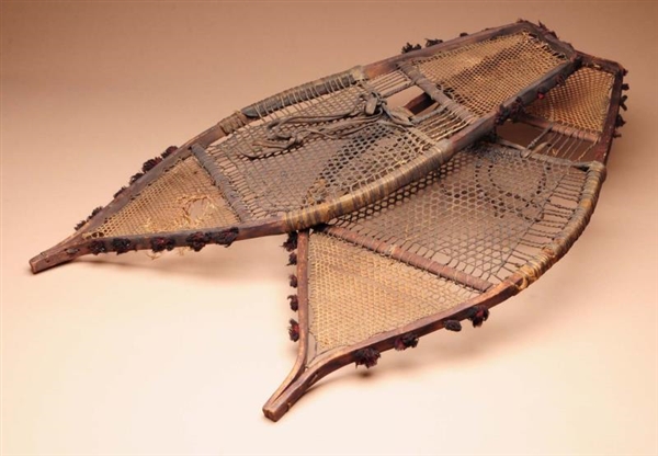 PAIR OF EARLY GREAT LAKES INDIAN-MADE SNOW SHOES. 