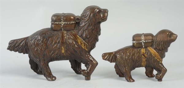 LOT OF 2: CAST IRON DOG STILL BANKS.              