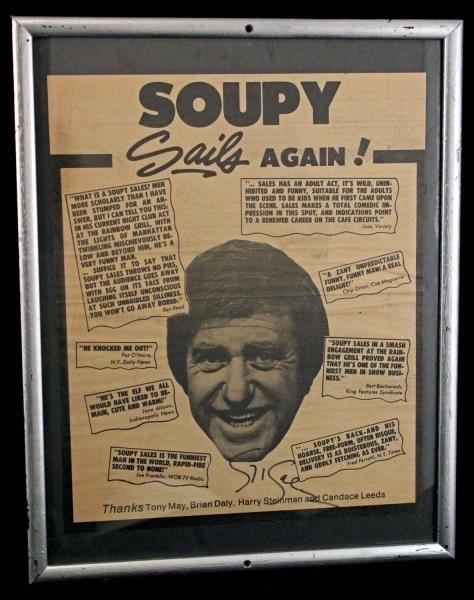 SOUPY SAILS AGAIN SIGNED NEWSPAPER AD.            
