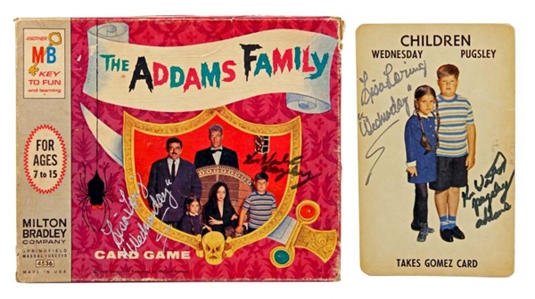 AUTOGRAPHED ADDAMS FAMILY CARD GAME.              