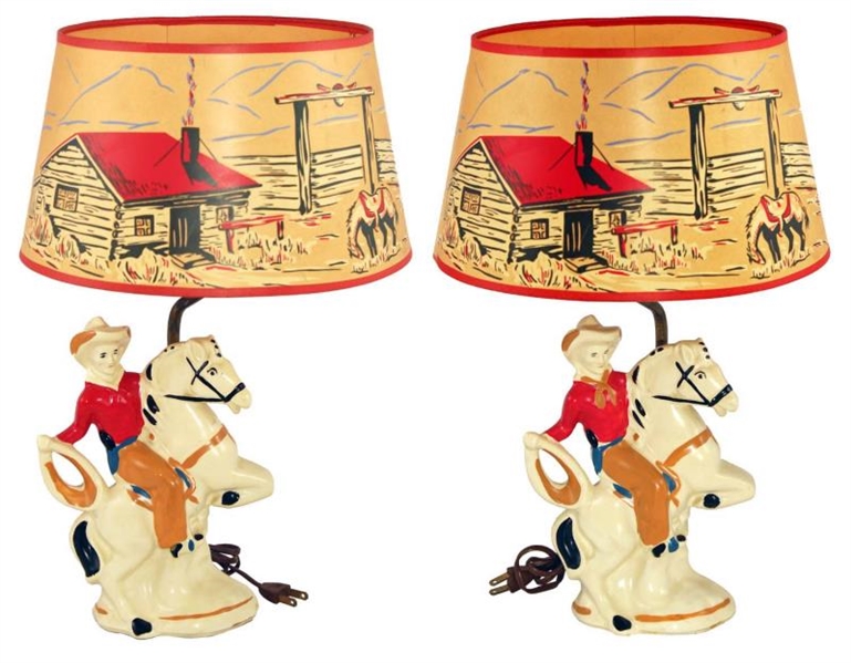 PAIR OF ‘COWBOY ON REARING HORSE’ TABLE LAMPS     