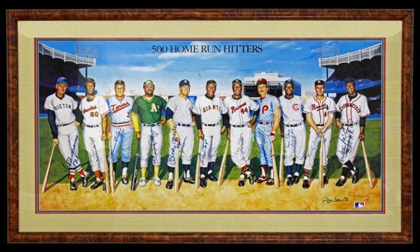 500 HOME RUN HITTERS SIGNED PRINT.                