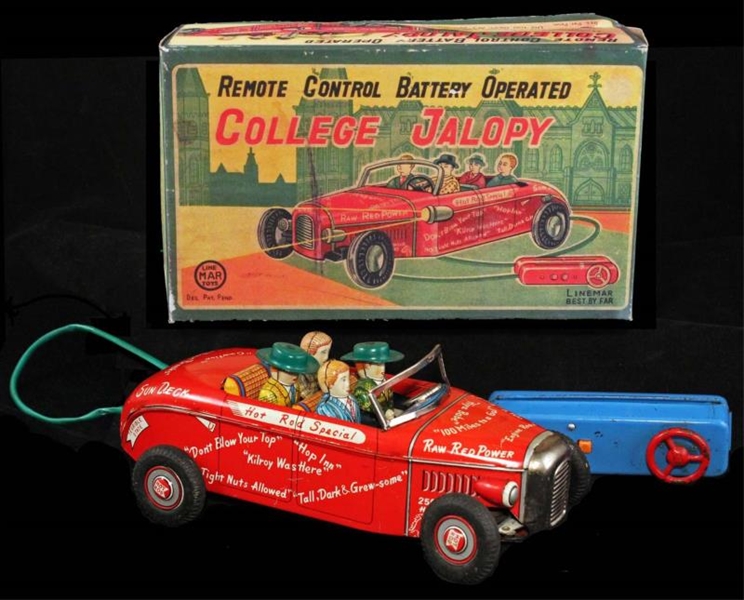 REMOTE CONTROL BATTERY-OPERATED COLLEGE JALOPY.   
