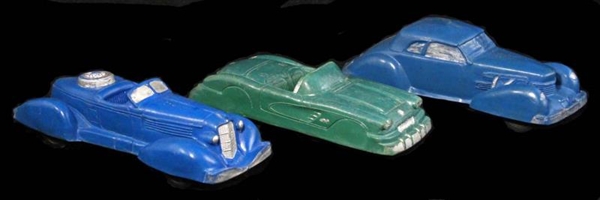 LOT OF 3: RUBBER CARS.                            