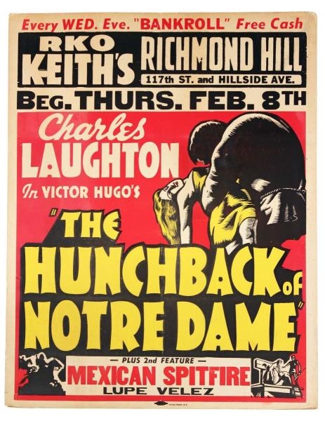 HUNCHBACK OF NOTRE DAME MOVIE HOUSE POSTER.       