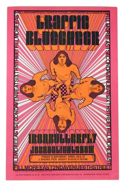TRAFFIC & IRON BUTTERFLY FILLMORE EAST POSTER.    
