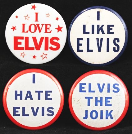 LOT OF 4: ELVIS PINBACK BUTTONS.                  