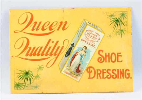 QUEEN QUALITY SHOE DRESSING TIN SIGN.             