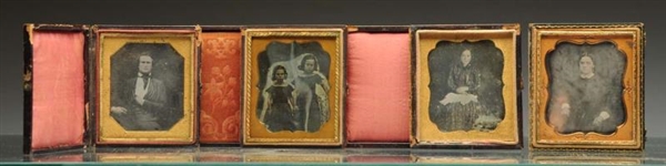 LOT OF 4: DAGUERREOTYPES IN LEATHER CASES.        