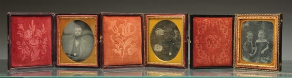LOT OF 3: DAGUERREOTYPES IN LEATHER CASES.        