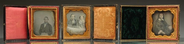 LOT OF 3: DAGUERREOTYPES WITH LEATHER CASE.       