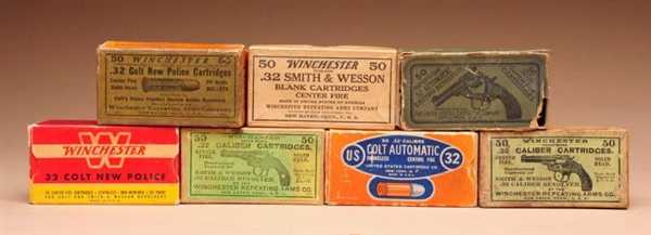 LOT OF 7: .32 CAL BOXES.                          