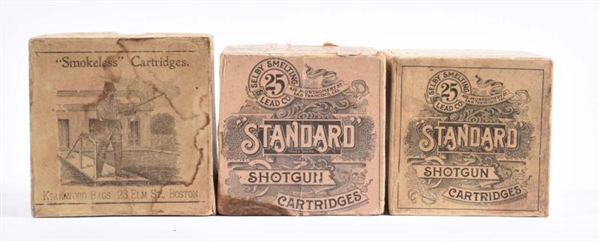 LOT OF 3: ANTIQUE 2 – PC SHOT SHELL BOXES.        
