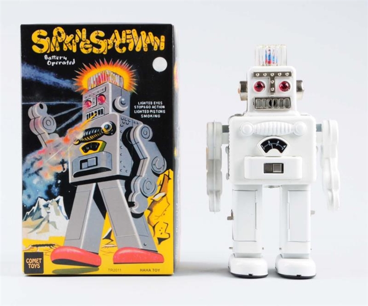 COMET TIN BATTERY-OPERATED SPACE MAN ROBOT.       