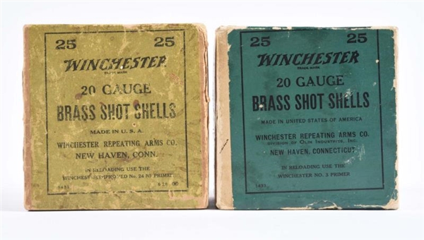 LOT OF 2: WINCHESTER 20 GA. BOXES.                