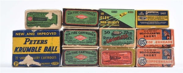 LOT OF 11: 22 AMMO BOXES.                         