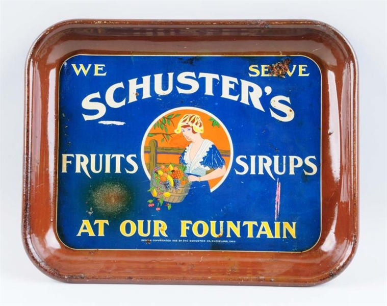 SCHUSTERS FRUIT SYRUPS SERVING TRAY.             
