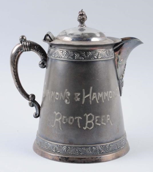 PEWTER SIMMONS & HAMMONS ROOT BEER PITCHER.       
