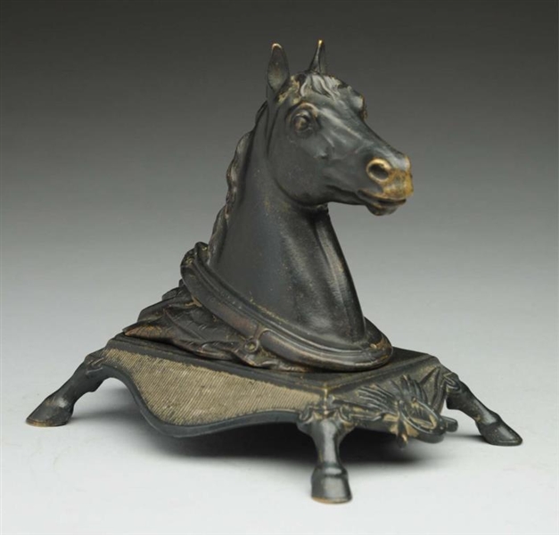FIGURAL BRASS MATCH BOX OF HORSE BY ZIMMERMAN.    