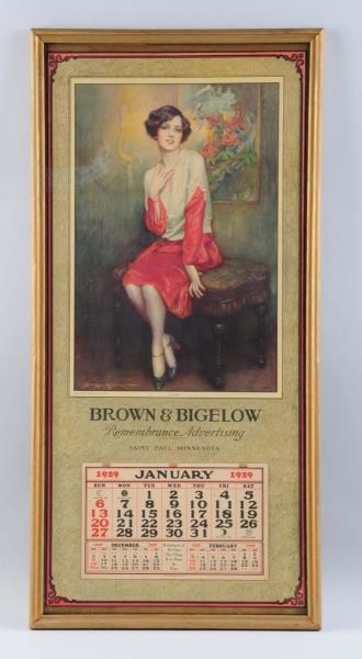 FRAMED 1929 BROWN & BIGELOW CALENDAR.             