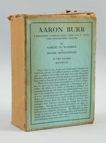 AARON BURR BIOGRAPHY 2 VOLUME BOOK SET.           